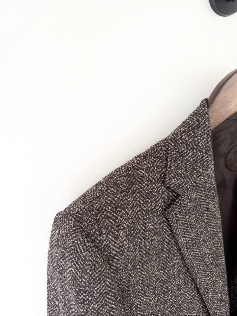 NWT NEW Caruso Tweed Brown Herringbone Wool Silk Blazer Classic Sport Coat 40R